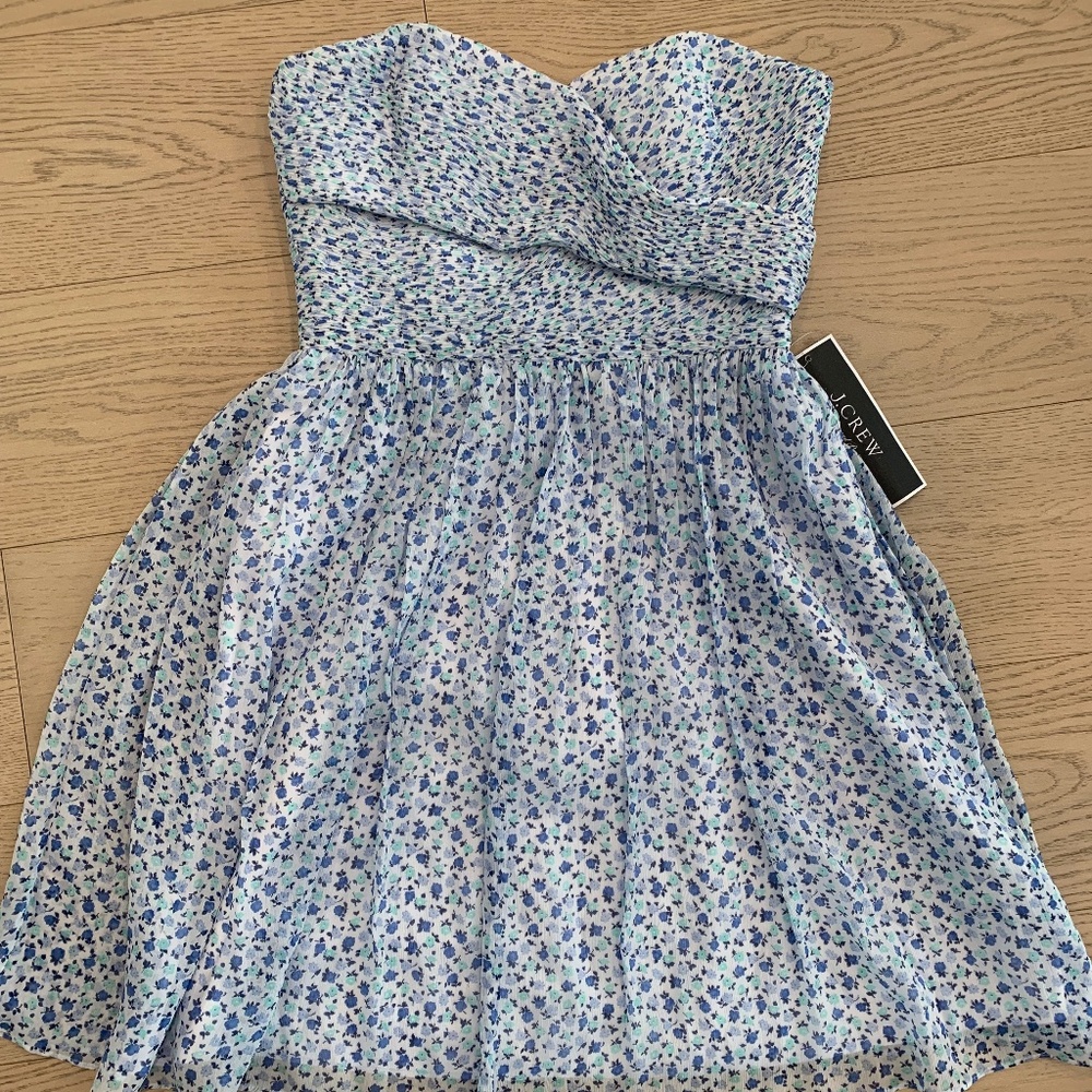 J. Crew Arabelle 100% Silk Chiffon Strapless Dress